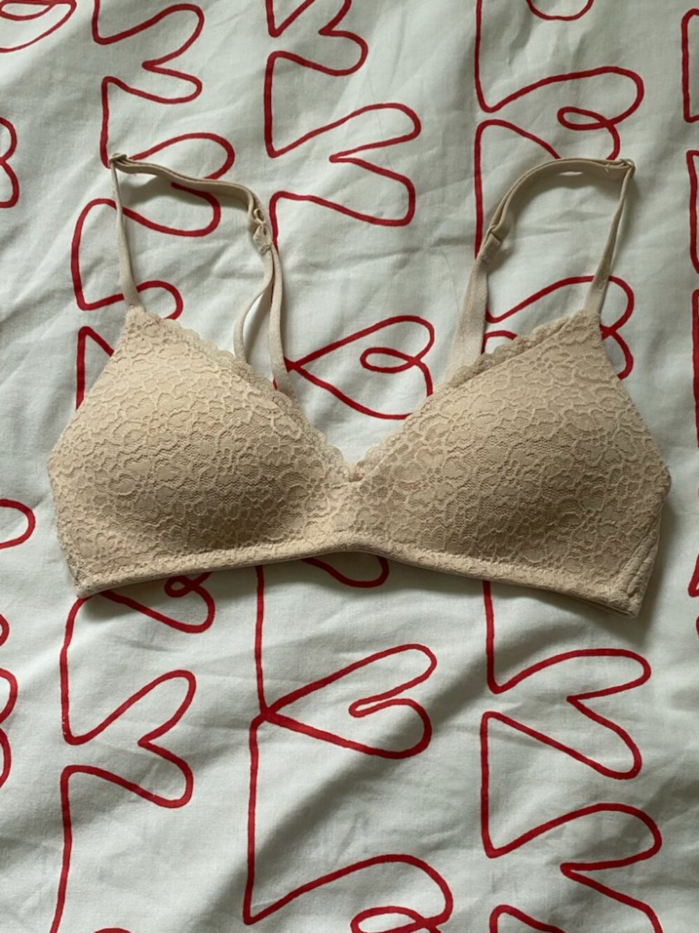 Aerie Beige/ Blush Lace Wireless Lightly Lined Bra 32A